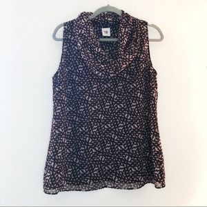 Cabi Tank Cowl Neck Chiffon Sleeveless Tank Top Sz S EUC Geometric Pattern